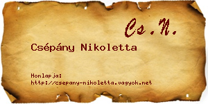 Csépány Nikoletta névjegykártya
